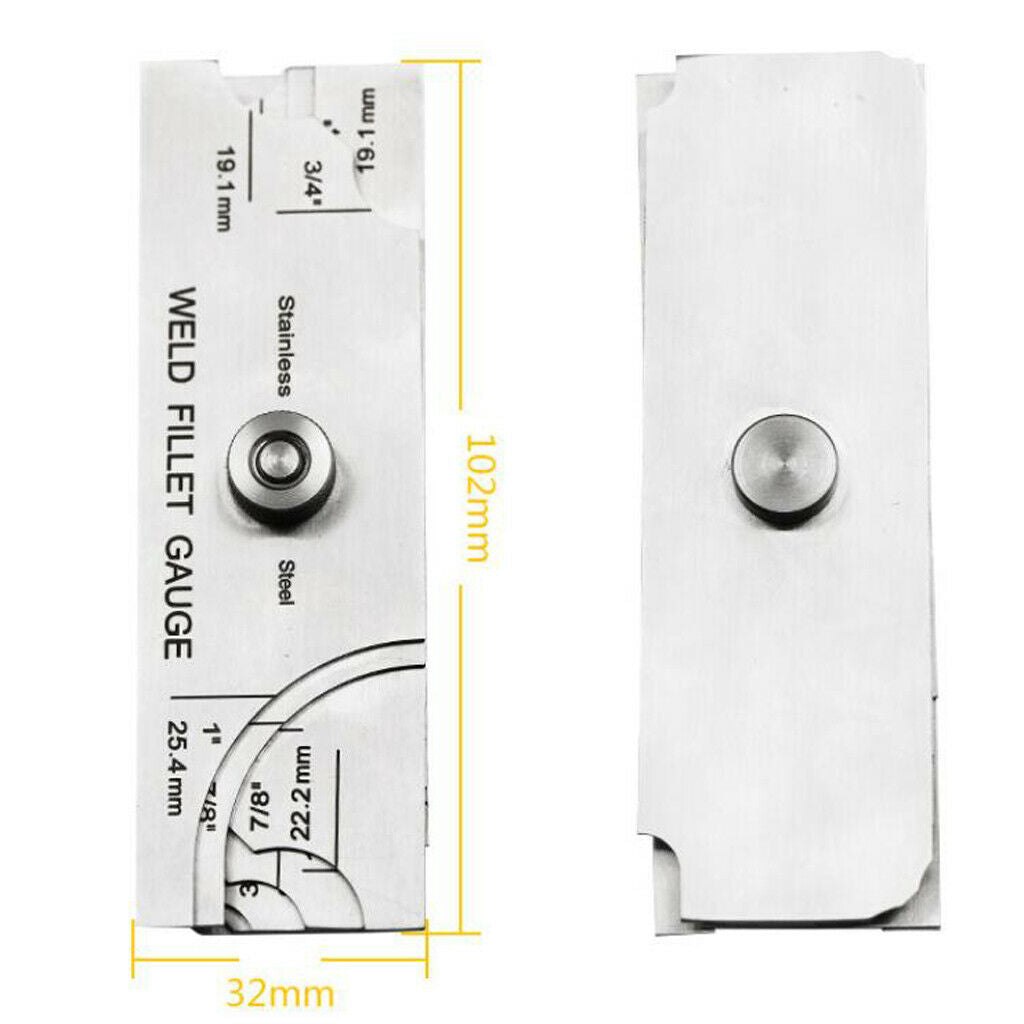Stainless Steel Weld Fillet Gauge Measuring Ruler Welding Inspection Tool