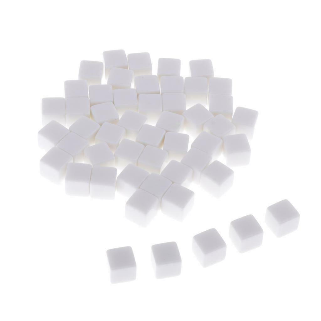 14mm Acrylic Blank White Dice Cubes - D6 Dice for Board Games, DIY, Fun and