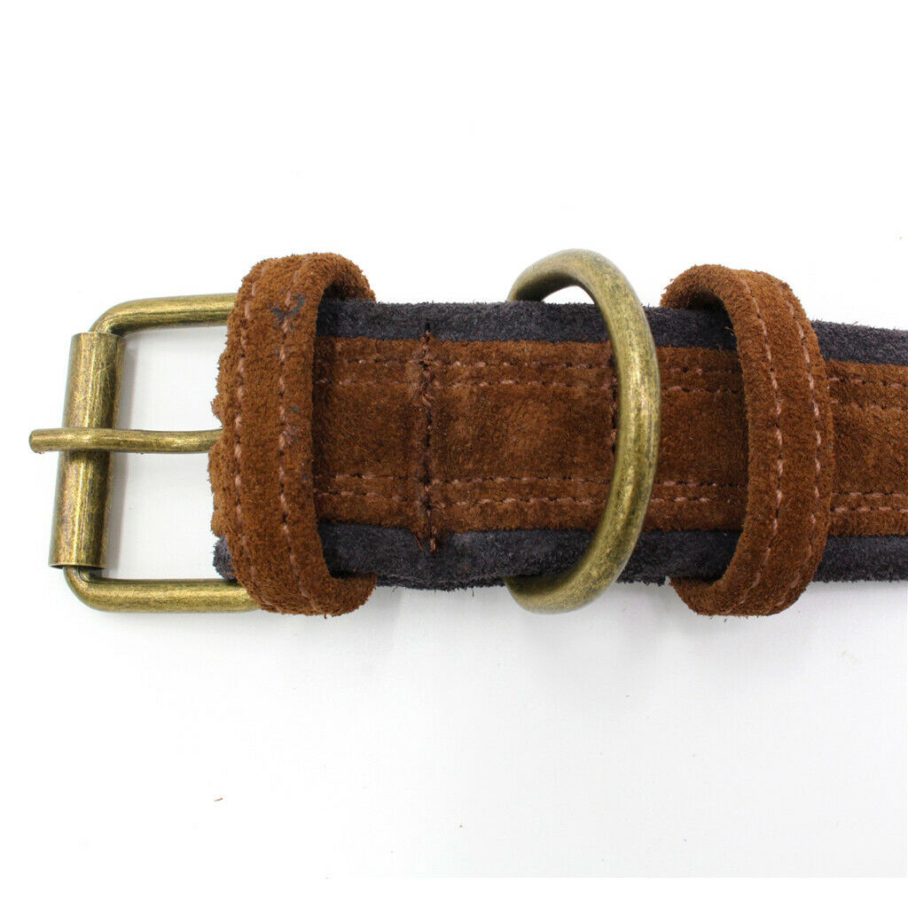 Traditional Brown/Red/Blue Adjustable Leather Pet Dog Collar Brown