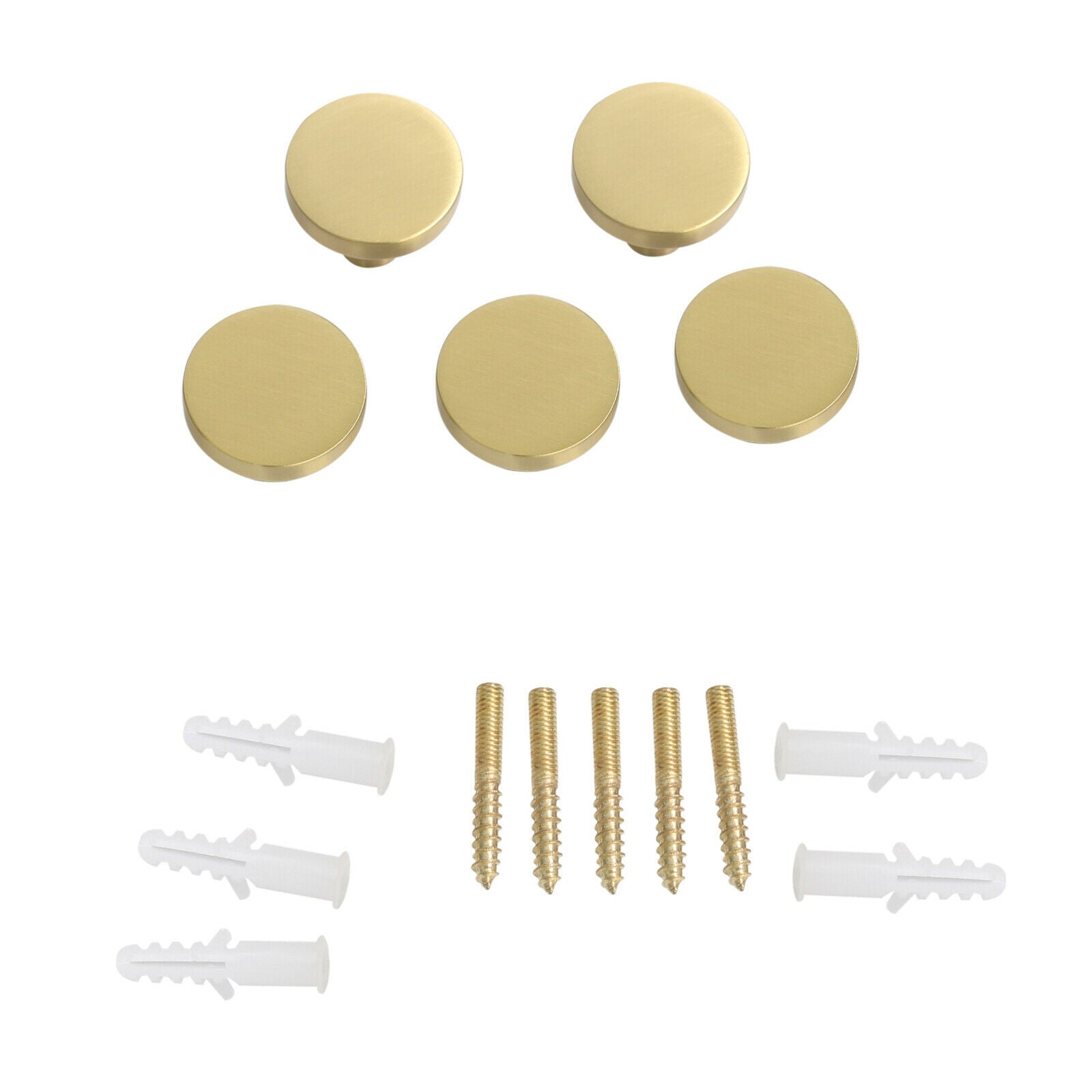 Set of 5 Brass Wall Mounted Porch Hooks Wardrobe Kitchen Coat