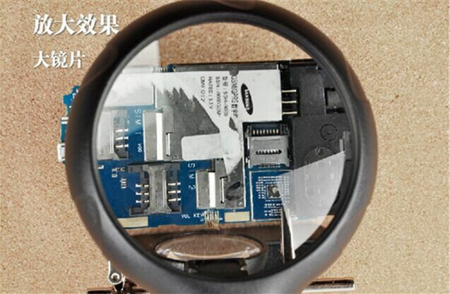 2.5X 7.5X 10X 5-LED Desktop Magnifier Iron Stand Loupe Auxiliary Repair 220V