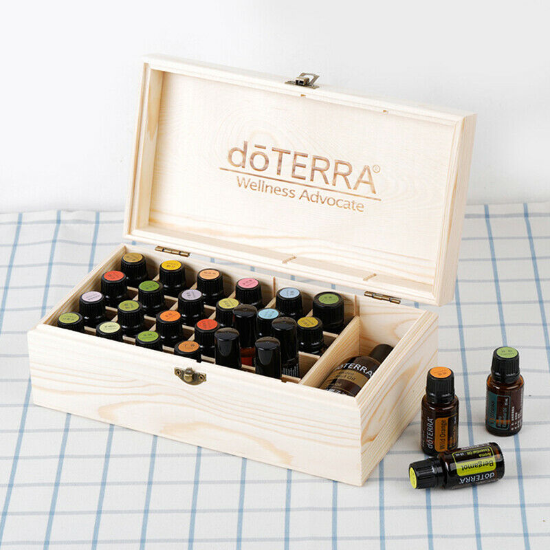 32 Grids Essential Oil Natural Wood Box Aromatherapy Wooden Box  Organi JYDFAU