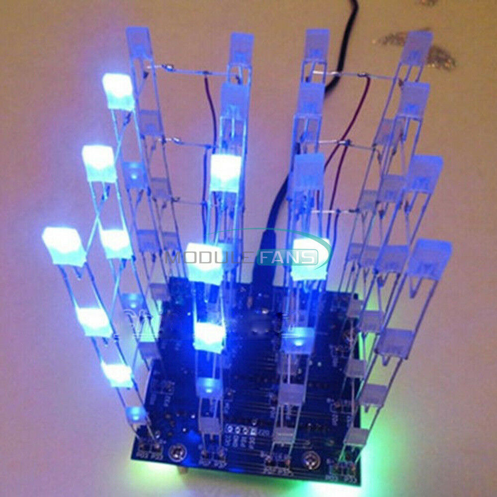4x4x43D LED Light Squared 2*5*7MM LED Cube LED Red+Blue Ray DIY Kit