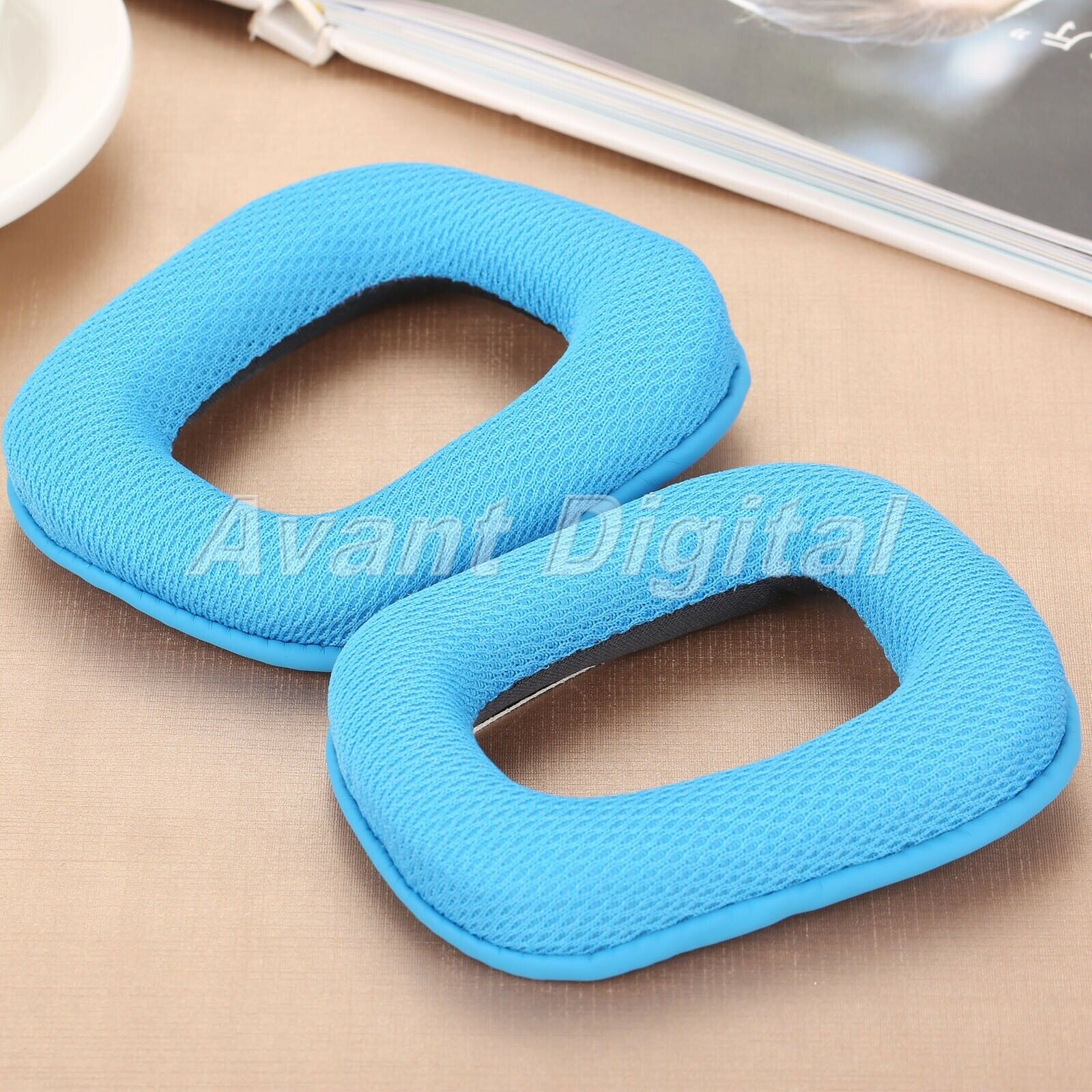 1 Pair Blue Cotton Earpads Soft Foam Cushion & 1 Pc Headhand High Elasticity