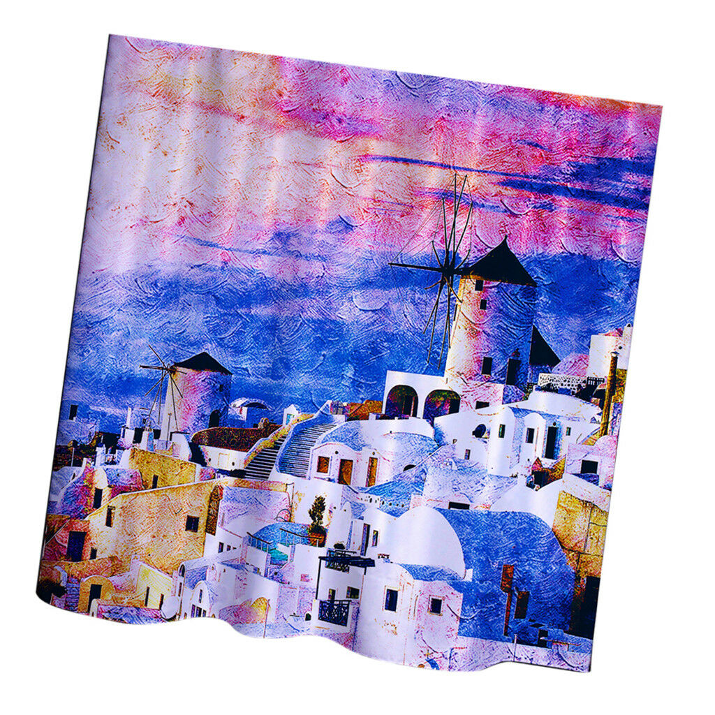 Greece Print Shower Curtain Water Resistant 180x180cm Machine Washable