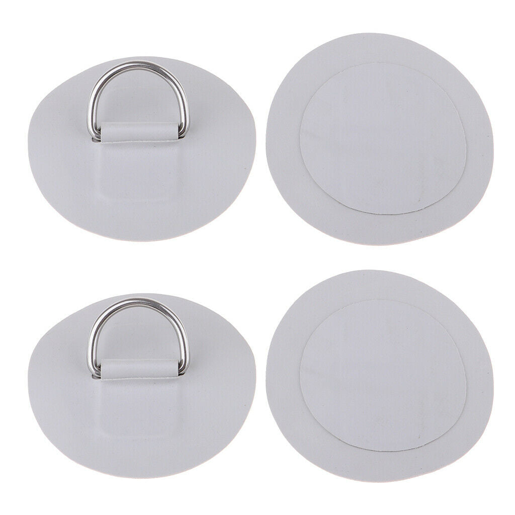 4 Pieces Stainless Steel D-ring Patch for Inflatable Boat Dinghy Kayak 7cm