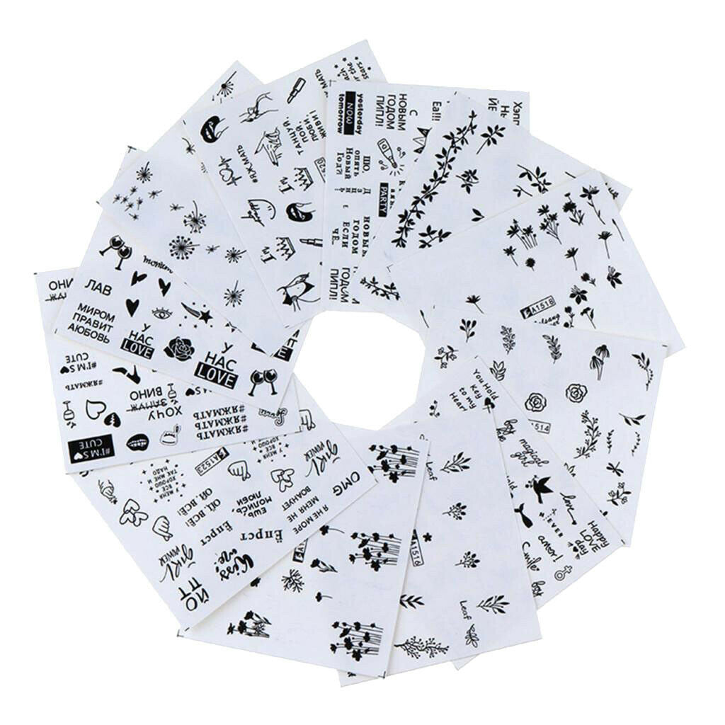 12pcs Cute Nail Art Stickers Flower  Tips