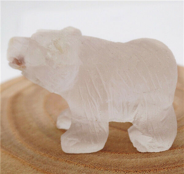 50x34x24mm Natural White Crystal Carved Bear Decoration Statue Home Decor HH7744