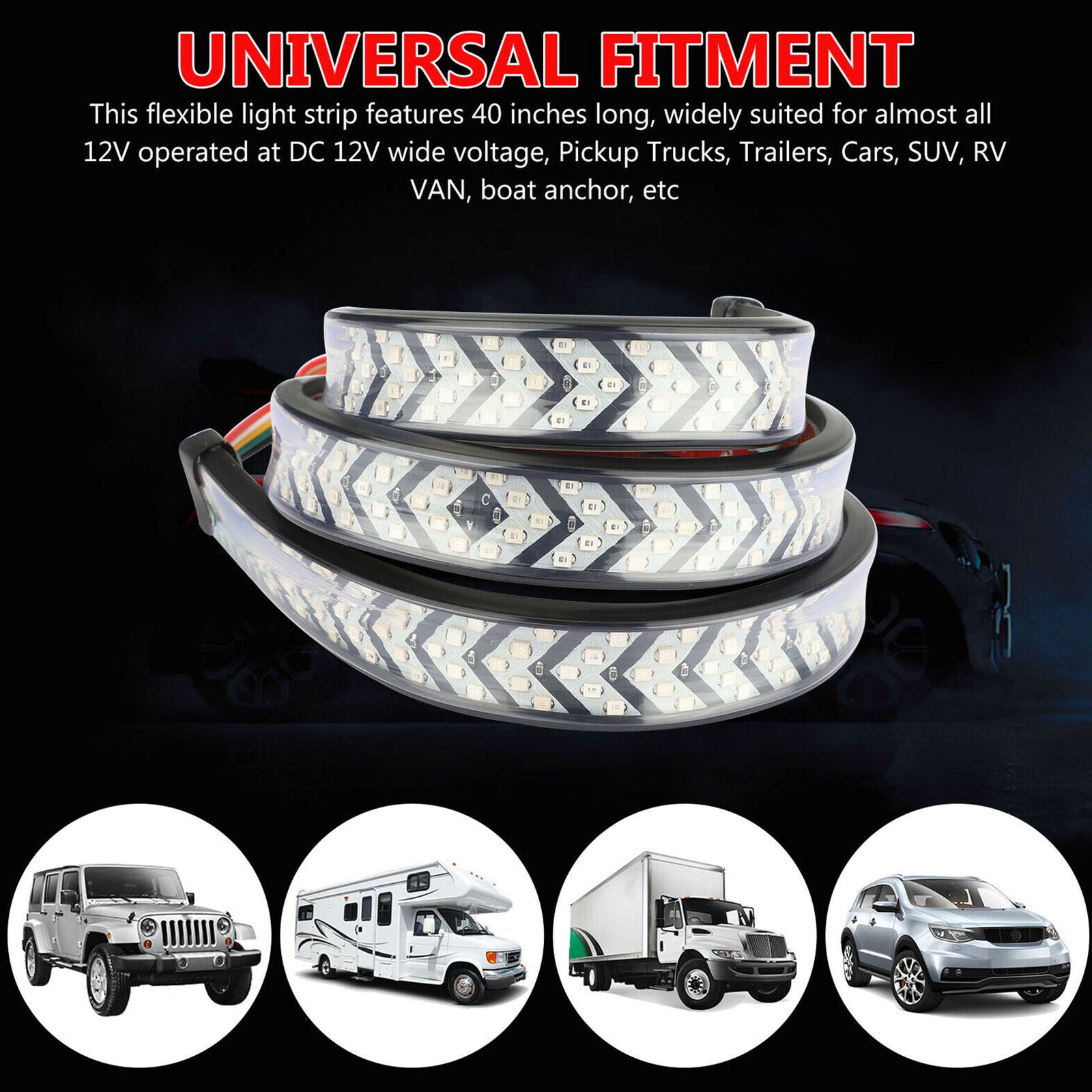 40inch Flowing LED Truck Tail Light Strip Turn Signal Tailgate Brake Bar Reverse