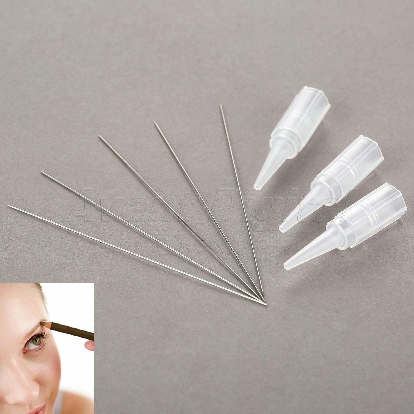 50pcs 0.4mm 1R Eyebrow Tattoo Training Needles 50pcs Round Mouth 1R Needle Tips