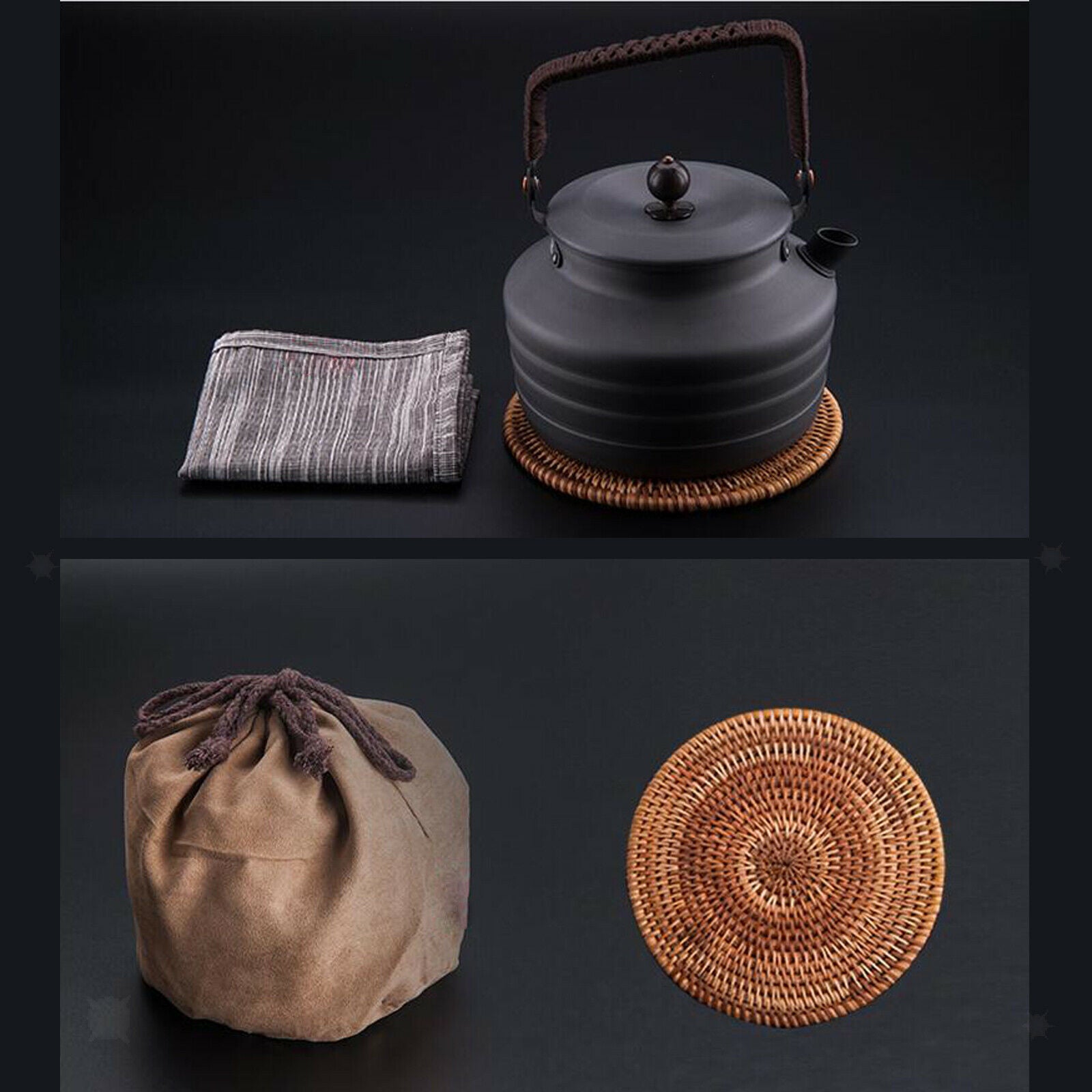 1.3L Camping Kettle Tea Coffee Pot Campfire Teapot Tableware Ultralight