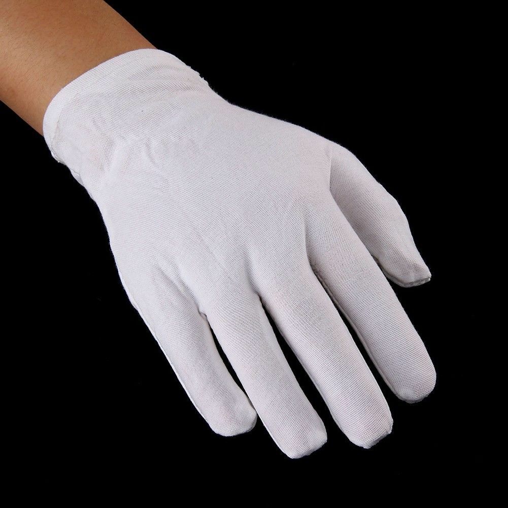 5 Pairs White Gloves Inspection Cotton Work Jewelry Lightweight Hight Quality