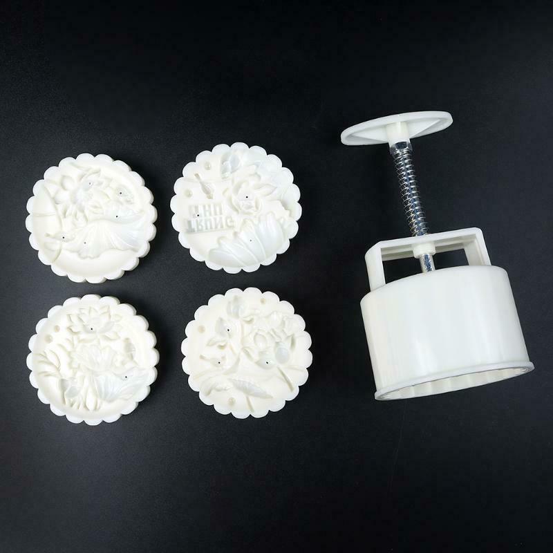 150g DIY Mooncake Mould Decor Cookies Pastry Moon Cake 4pcs Flower Stamps Mold