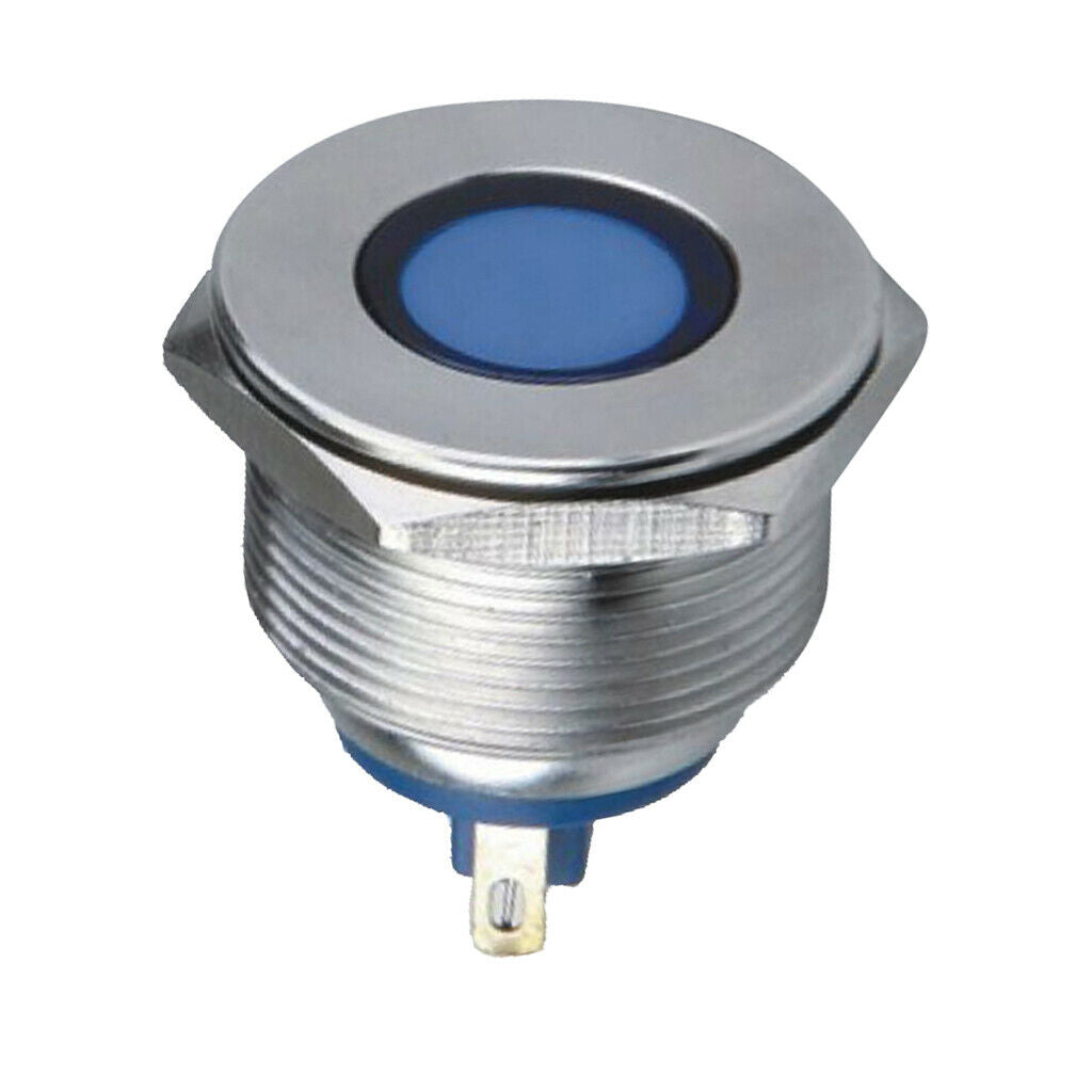 22mm 12V Waterproof Metal Signal Indicator Light Pilot Lamp IP67 Flat Head