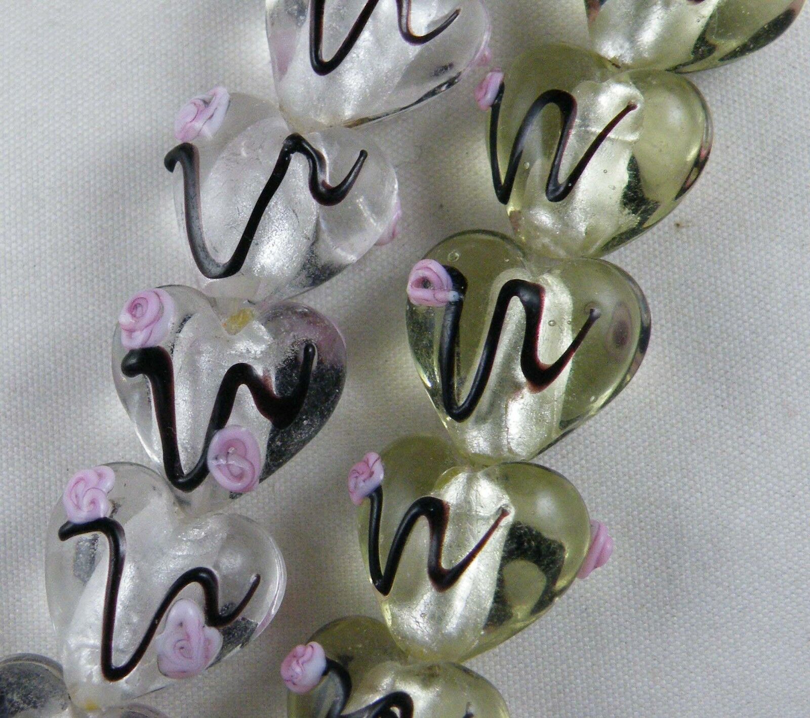 20pcs Handmade Glass Flower Heart Spacers 16x10mm P266