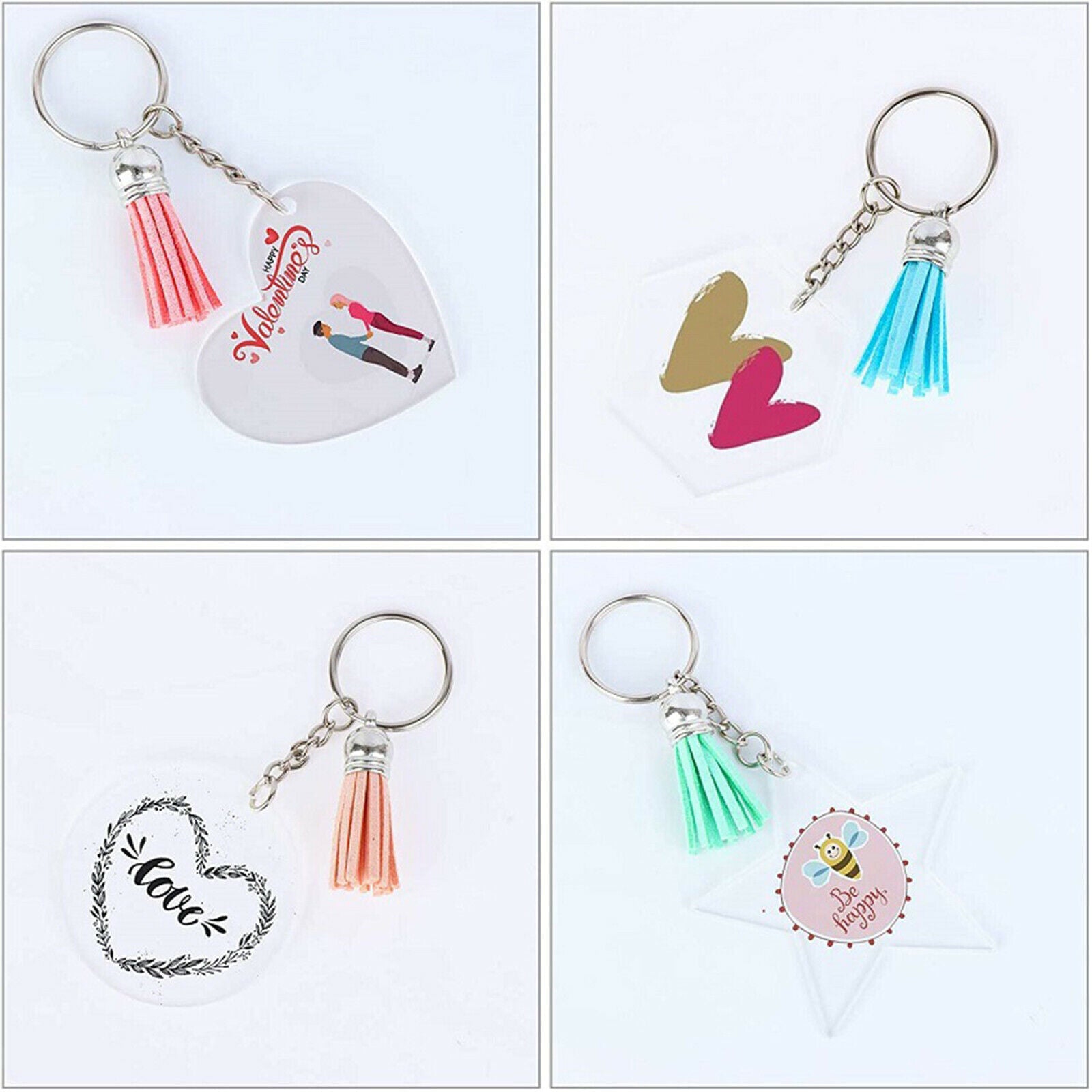 160Pcs Acrylic Clear Discs Keychain Set Acrylic Keychain Blanks DIY Set