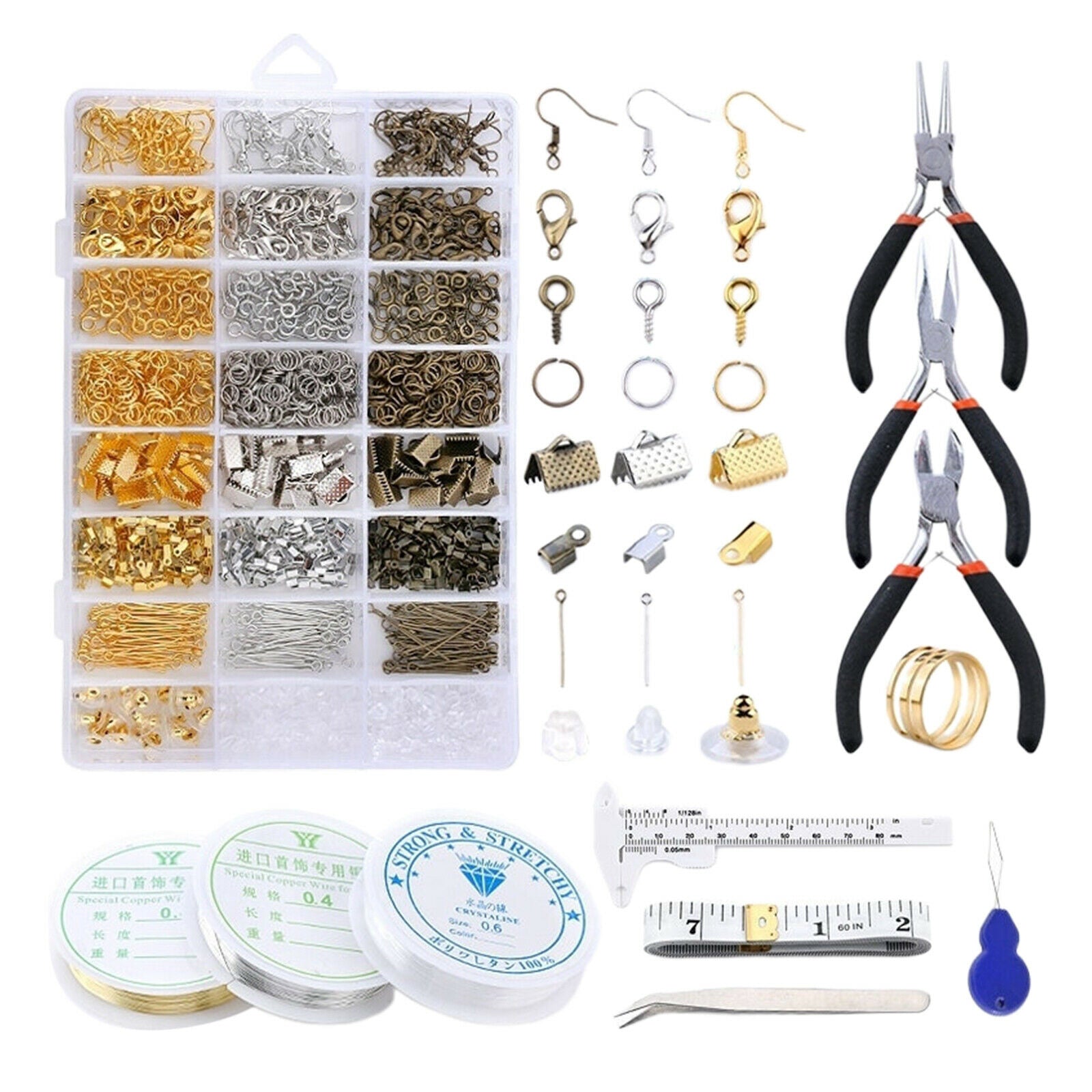 Jewelry Making Supplies Screw Eye Pins Jump Rings Earring Findings Equipment