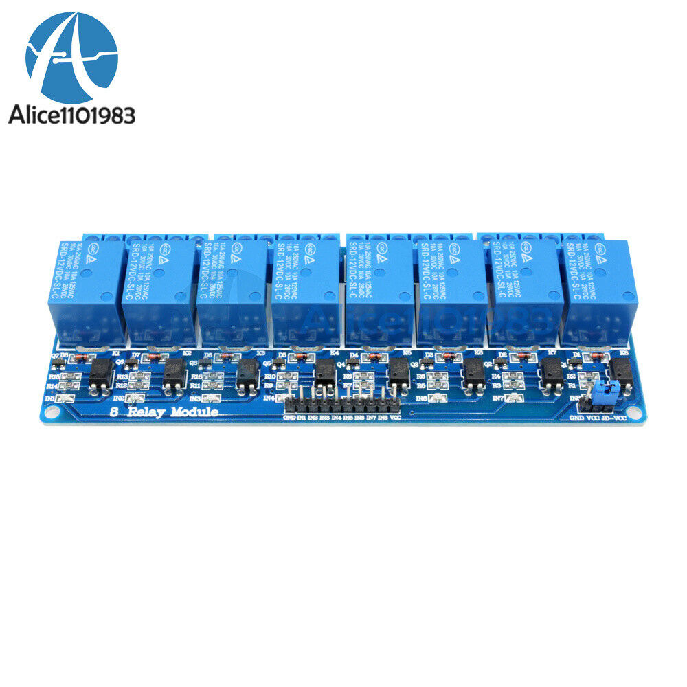 12V 8Channel Relay Module with Optocoupler for Arduino UNO 2560 1280 ARM PIC AVR