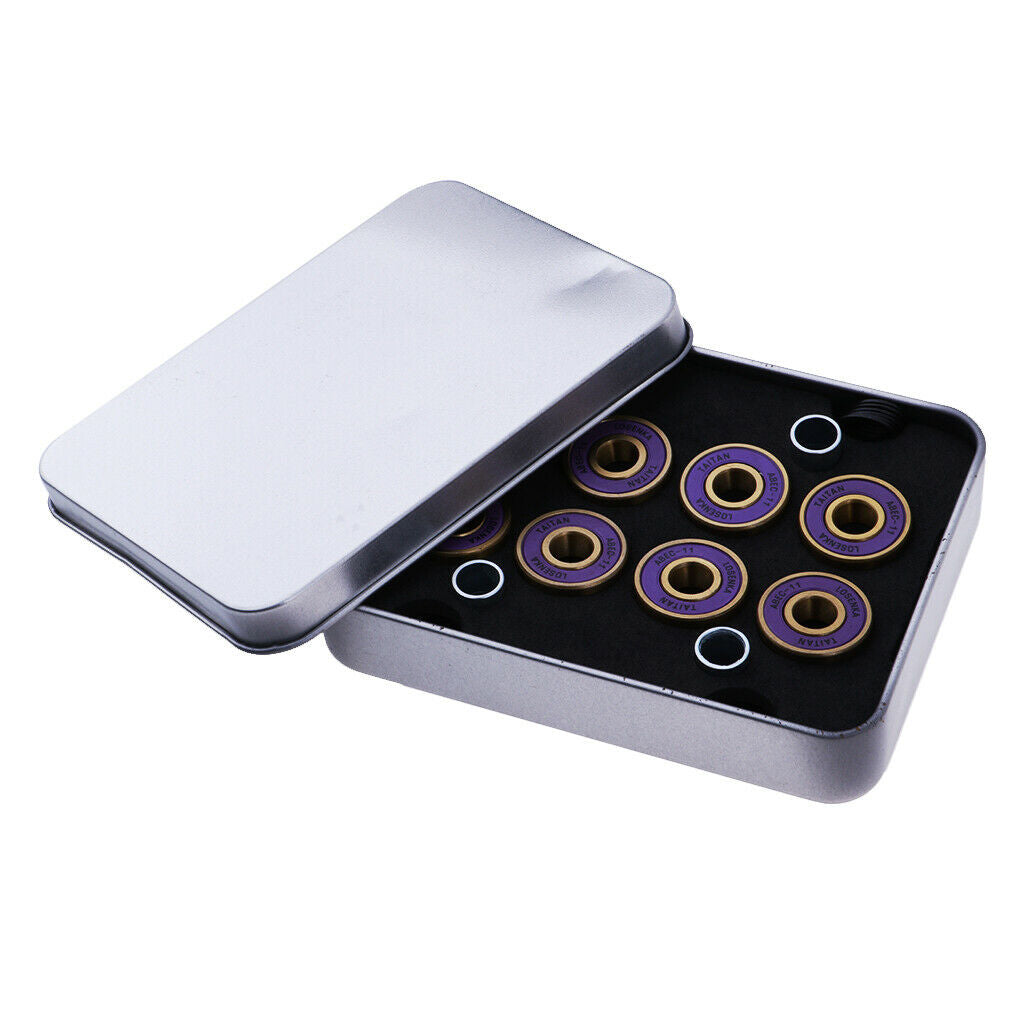 8Pcs Titanium ABEC 11 Longboard Skates Bearings with Spaces Storage Box