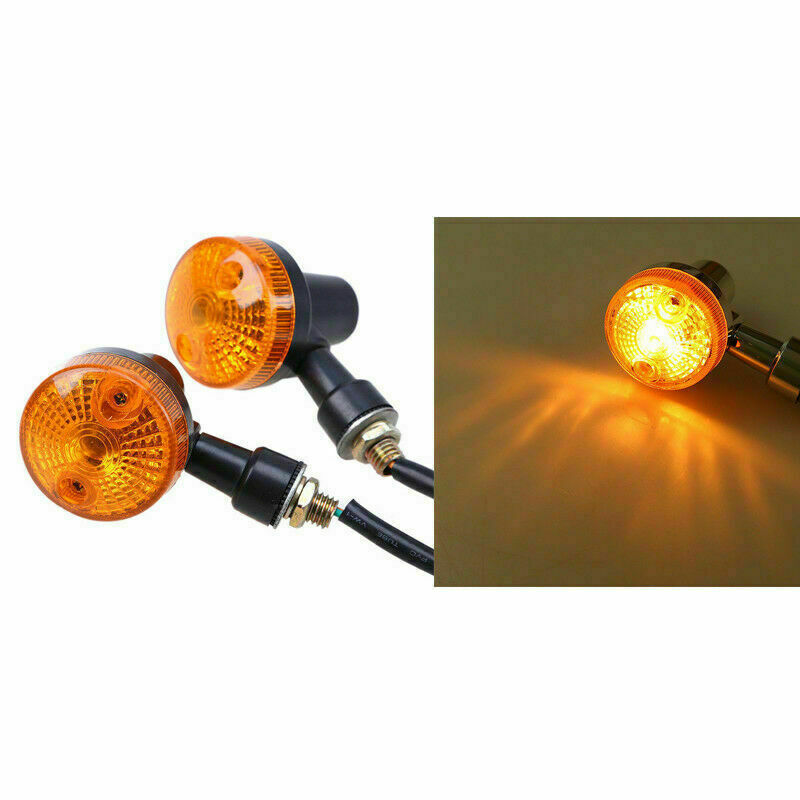 2PCS Motorcycle Turn Signal Lights Indicators Blinker Amber Lamp Universal Fit