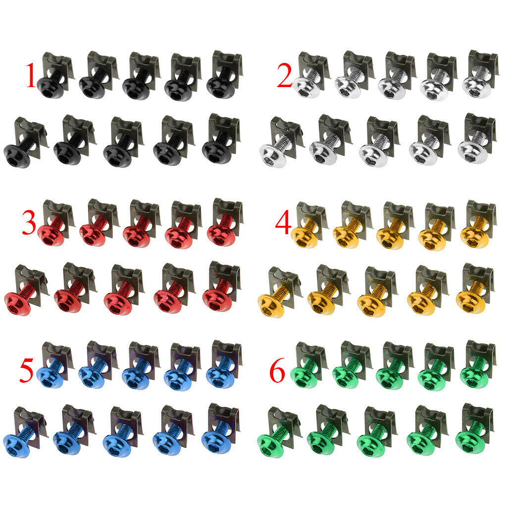 20x M6 6mm Fairing Bolts Spire Speed Fastener Screw Nuts 2 Colors