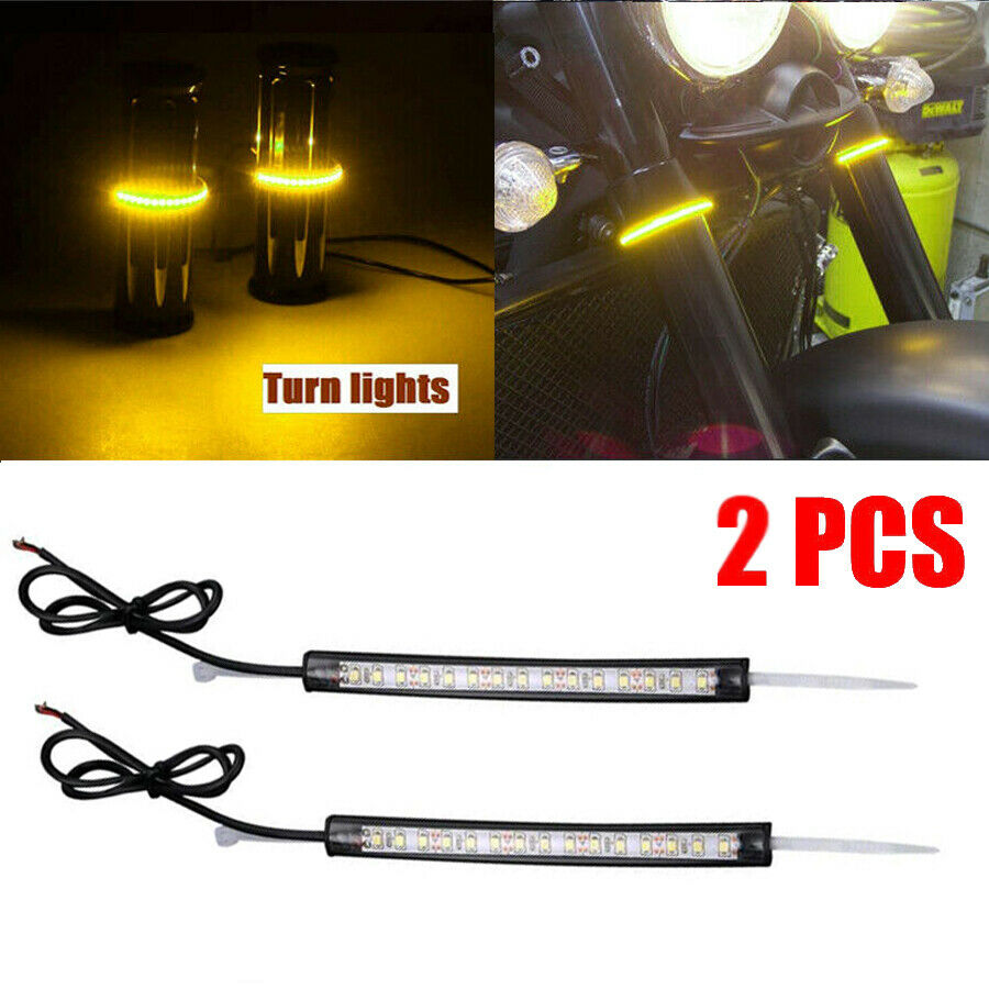 LED 39mm-41mm Motorcycle Fork Turn Signal/Running Light Kit w/ Transparent Lens