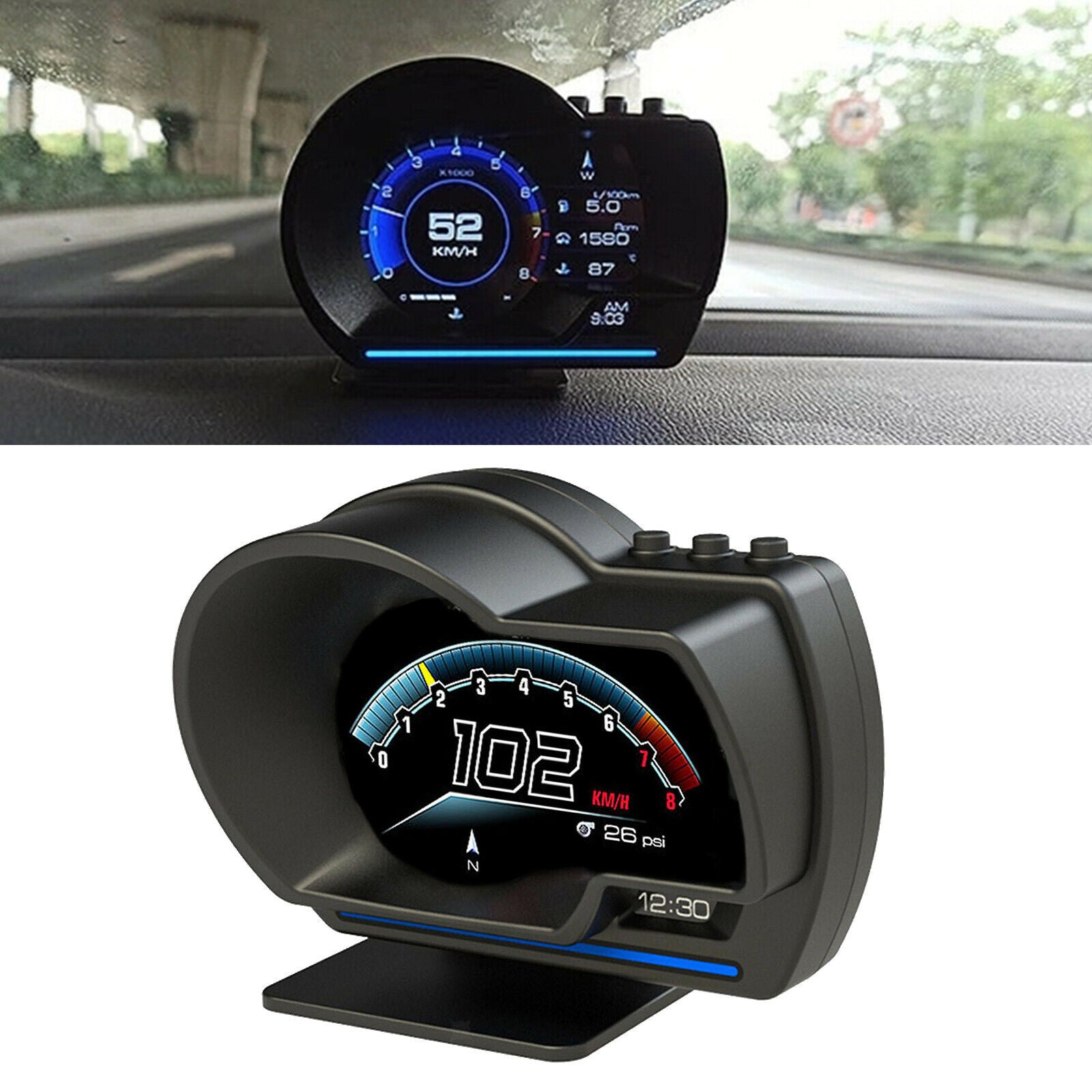 P6 Universal Car Smart HUD Display Dashboard Windshield Speedometer Projector