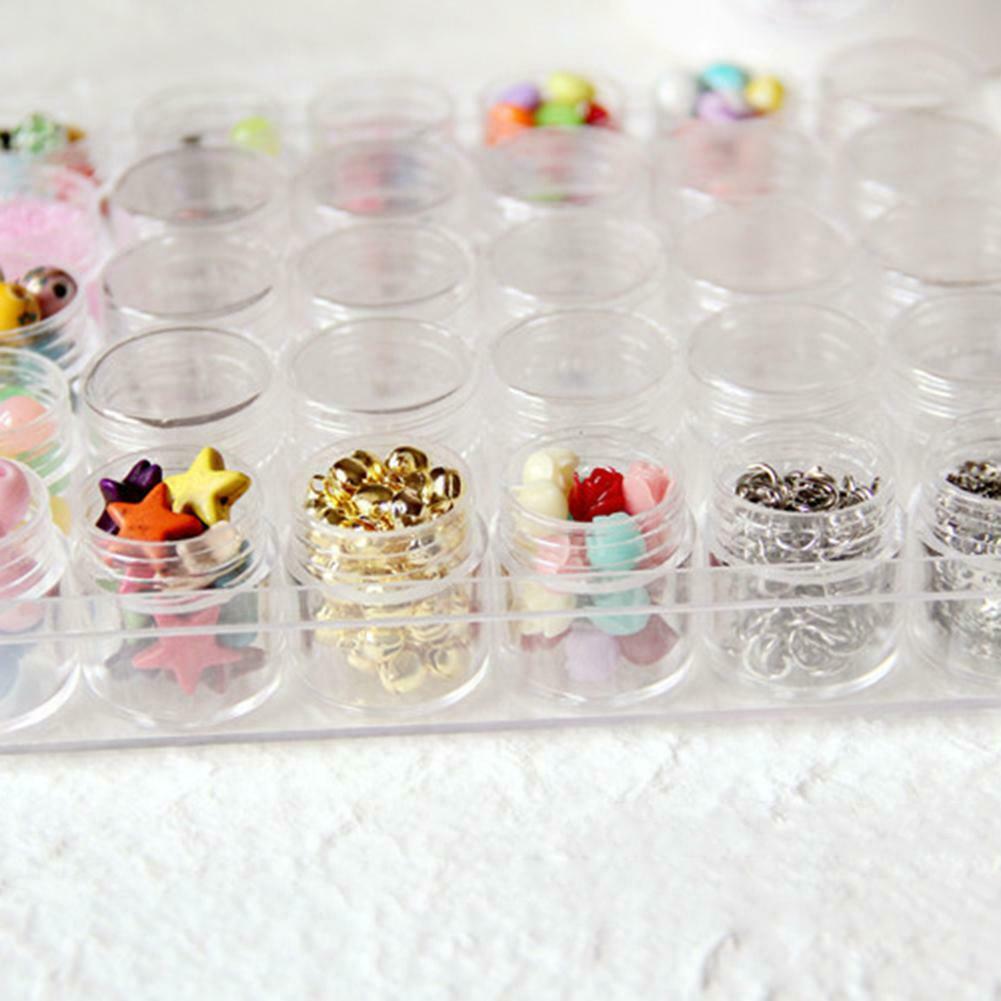 Clear Plastic Bead Jewelry Storage Containers with 30pcs Small Round Jars