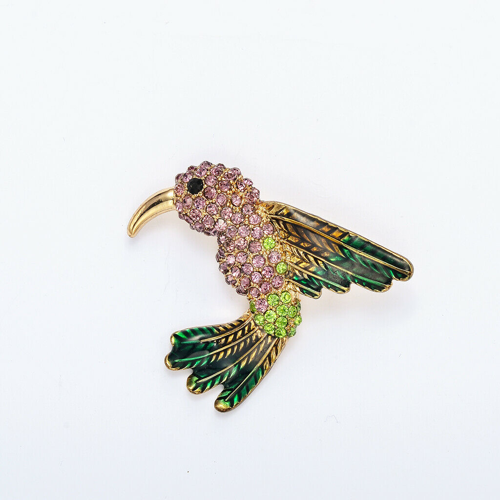 Korean Diamond Crystals Lovely Children Humming Bird Brooch Pin Ornaments