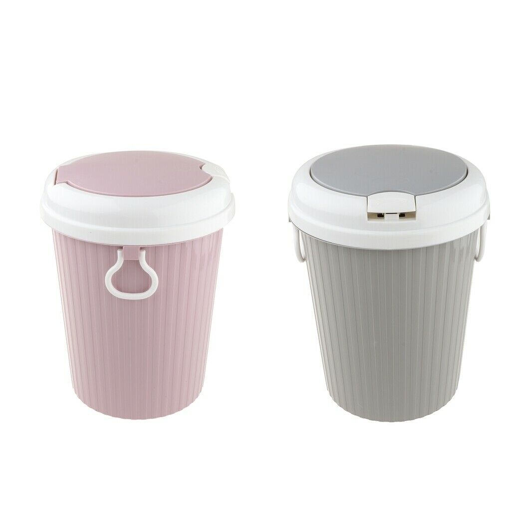2Pcs 7.48"x12.60" L Household Kitchen Bedroom Trash Can Garbage Bin with Lid