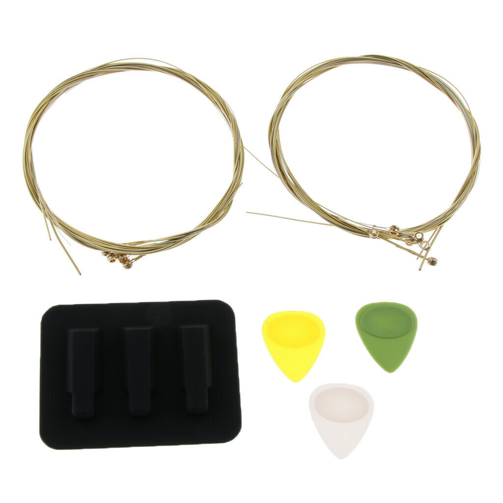 2 Sets Guitar Strings + 1 Piece Guitar Mute Pad + 3 Pieces Guitar Plectrum