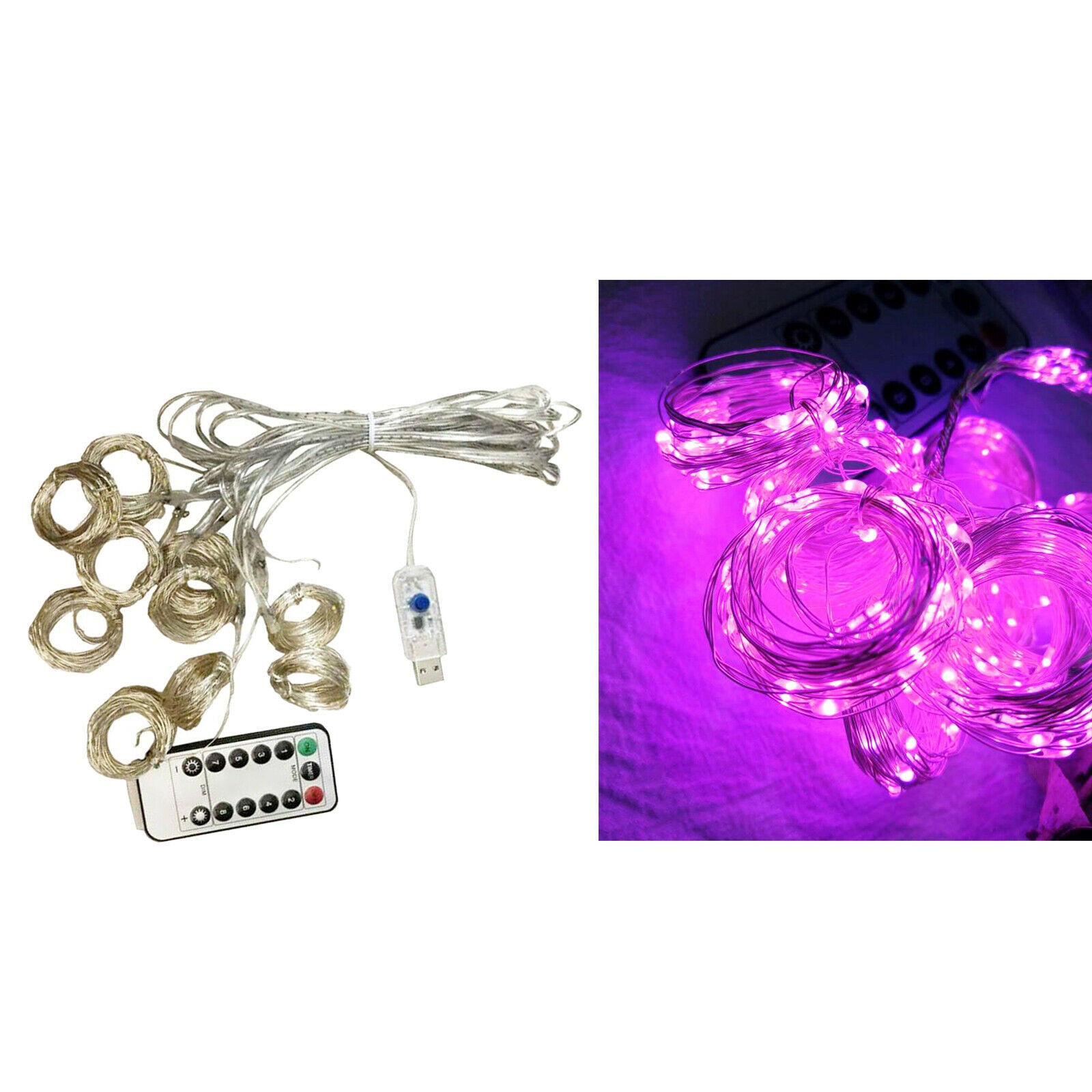 Christmas 3x3m 300LED USB Curtain Fairy String Lights Pink