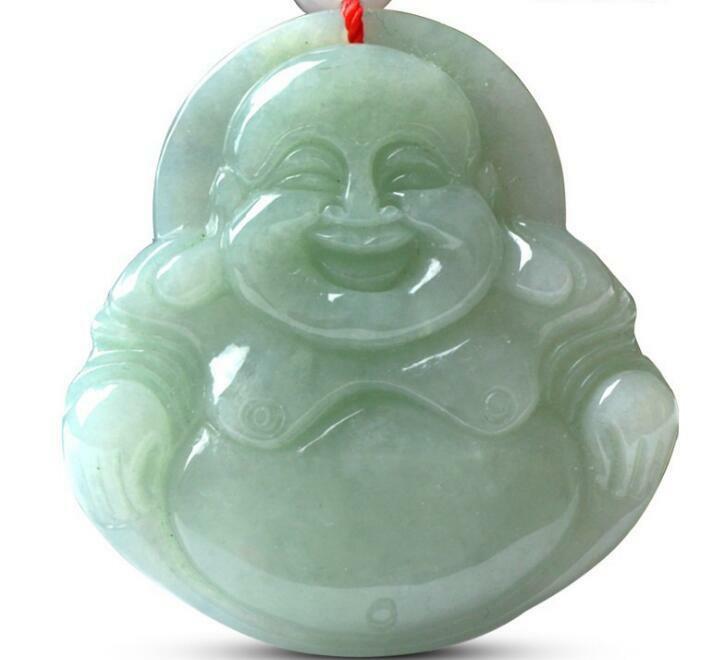 Certified Fine Natural "A" Gorgeous Icy Green Jadeite Jade Buddha God Pendant AA