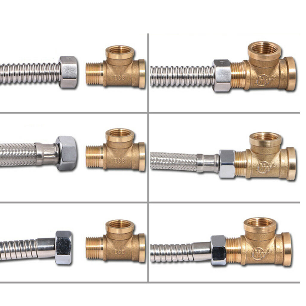 2 Pcs Thickened Anti-Burst Brass Tee Fitting Pipeline Connector Male Female Male