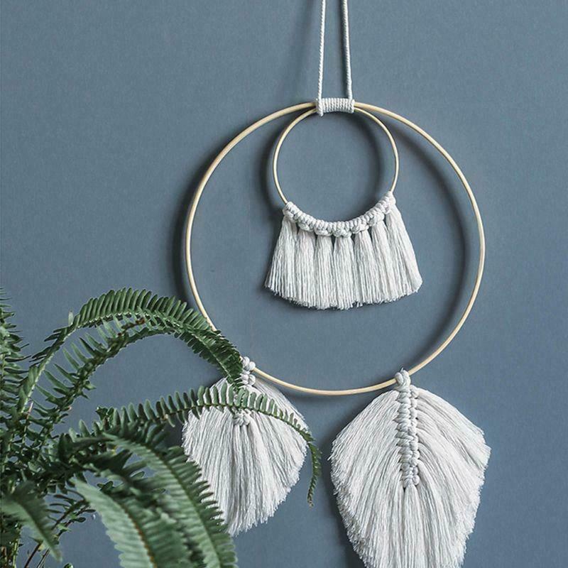 Leaf Macrame Woven Wall Hanging Tapestry Handmade Chic Boho Bohemian Home Decor