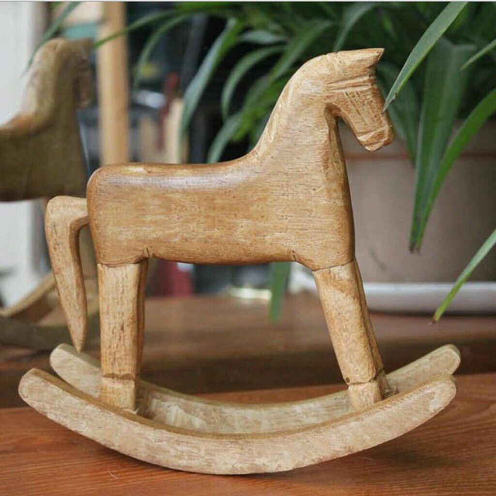 Wooden Crafts Rocking Horse Adornment Christmas Desk Decoration Balance Art
