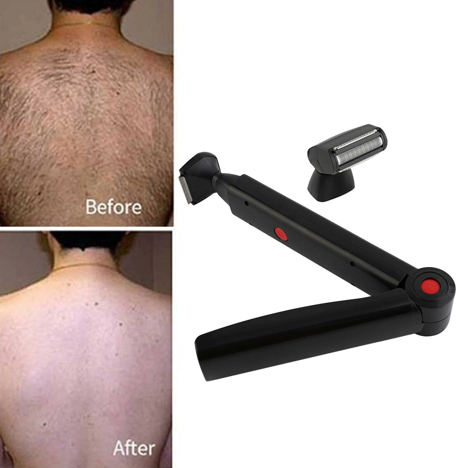 Portable USB Rechargeable Electric Back Hair Shaver Painless Hair Removal