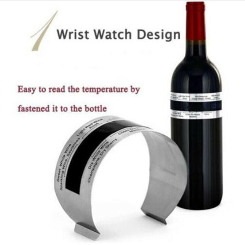 1pc Stainless Steel Bottle Wine Thermometer LCD Display Checker Bracel.l8
