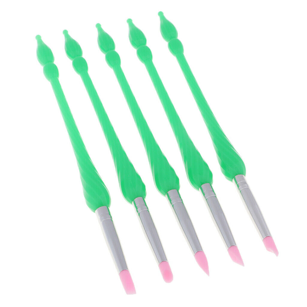 5pcs Professional Nail Art Brush UV Gel Polish Drawing Liner Painting Pen Green