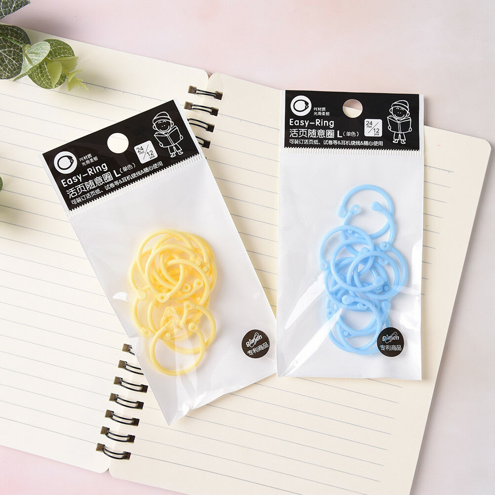 12Pcs Plastic Ring Binder for Spiral Notebook Diary Loose Leaf Book Bindin.l8