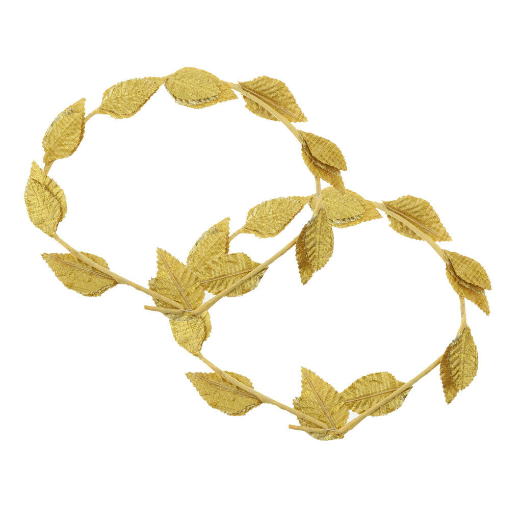 2pcs Golden Leaf Headband, Roman Greek Goddess Laurel Wreath, Fancy Dress Beach