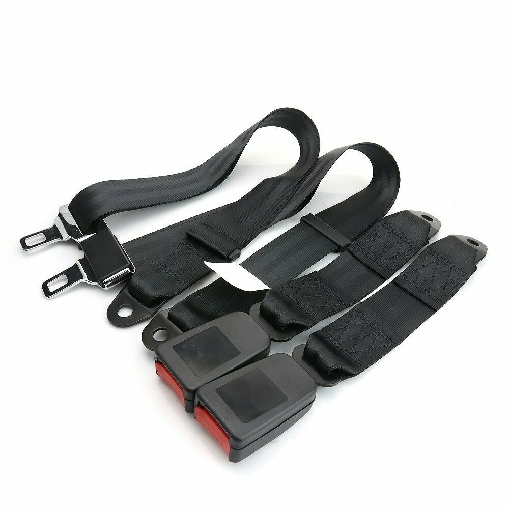 2Kits Universal 2-Point-Fixed Harness Safety Belt Seat Belt Adjustable Black