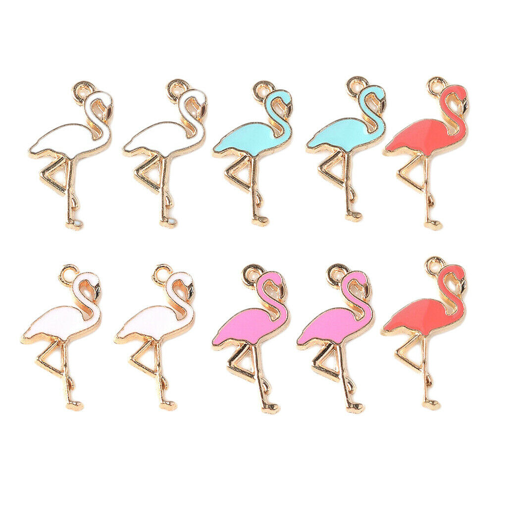 10pcs DIY Earring Making Charms Flamingo Pendants Jewellery Making Finding