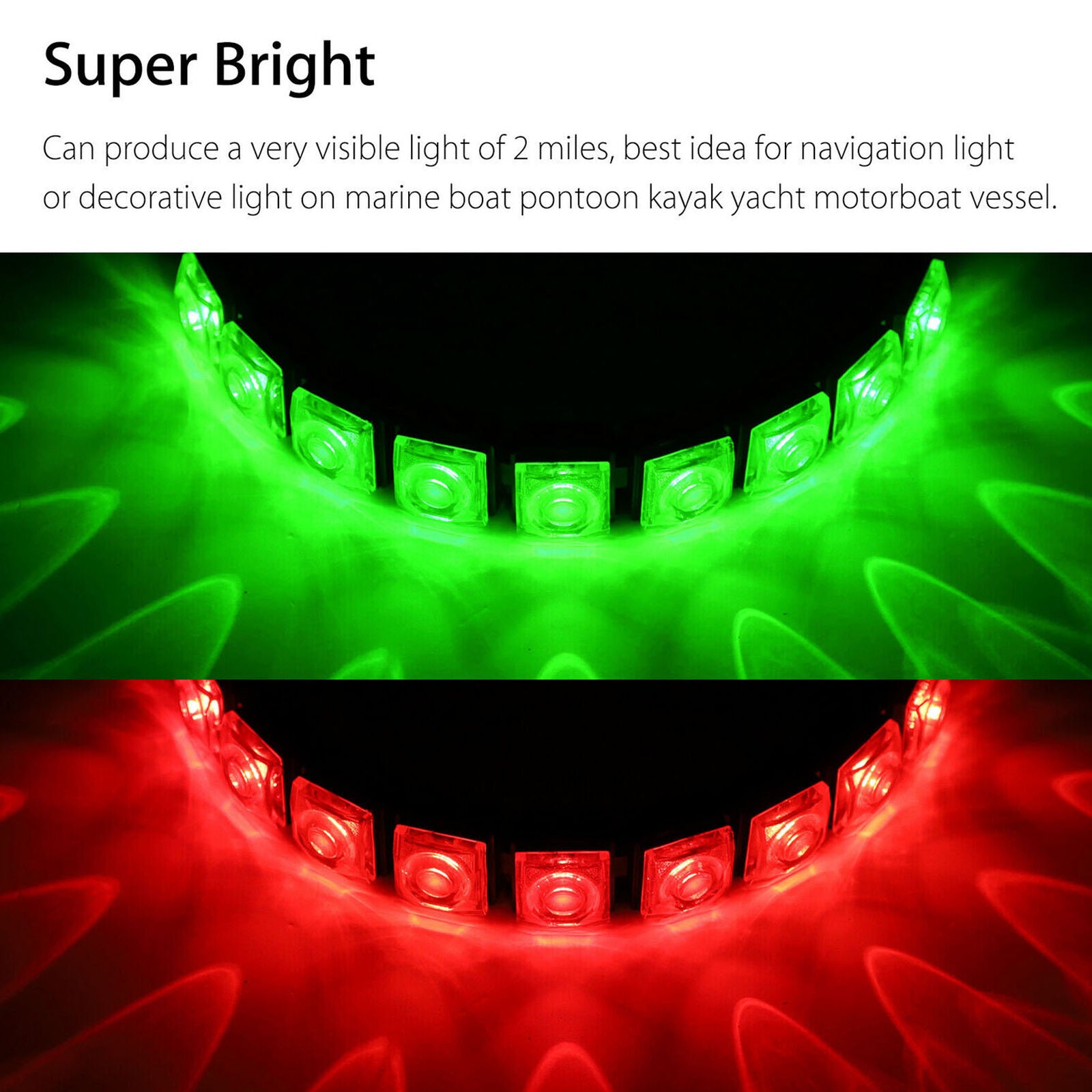 2 Pcs Red Green Navigation 9Led Marine Bow Boat Car 12V Yacht Pontoon Brigh C9J7