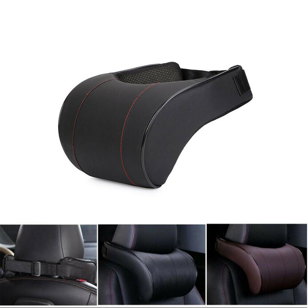 Auto Car Neck Pillow PU Leather Memory Foam Neck Rest Seat Headrest Cushion Pad