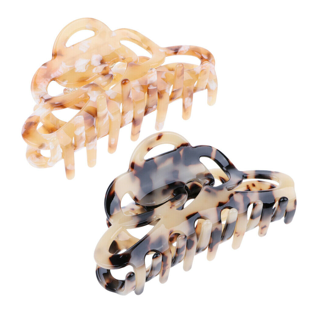 2Pcs Women's Acrylic Hair Claw Clips Barrette Grips Clamp Hair Accessories