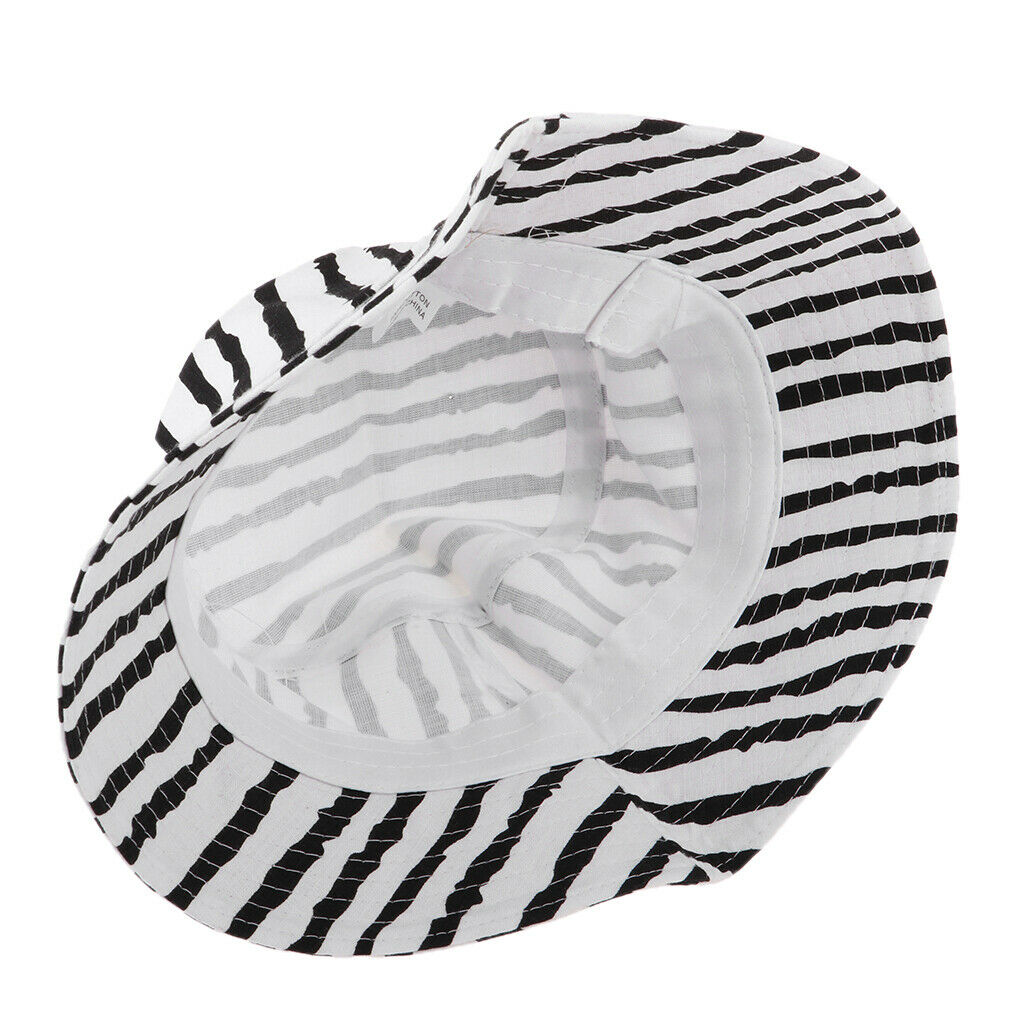 Cotton Packable Summer Travel Sun Hat Bucket Hat Wide Brim   Black and White