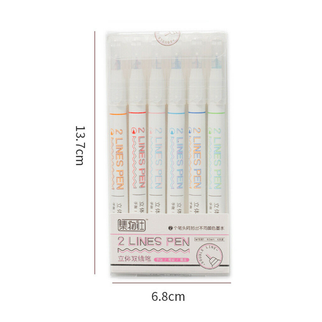 6PCS Self-outline Metallic Markers, Double Line Outline Marker Pens Glitter