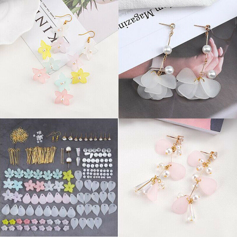 7 Pairs Mix Flower Drop Earrings Material DIY Handmade Jewelry Making Set.l8