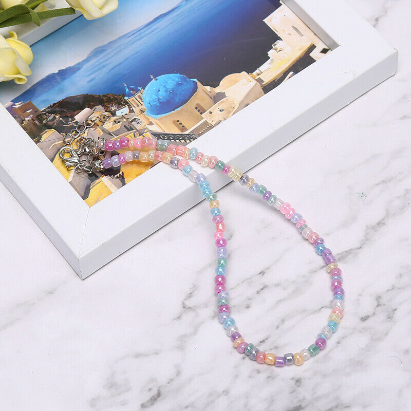 Boho Fashion Women Choker Colorful Beads Chain Women Charm Necklace Jewelry Y1